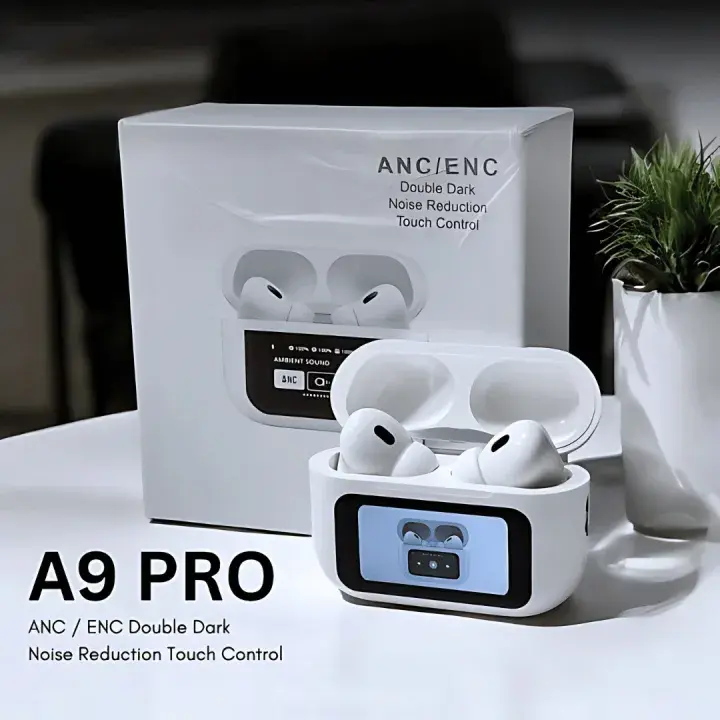 A9 Pro ANC/ENC Double Dark Noise Reduction Touch Control Wireless Earbuds With Smart Display